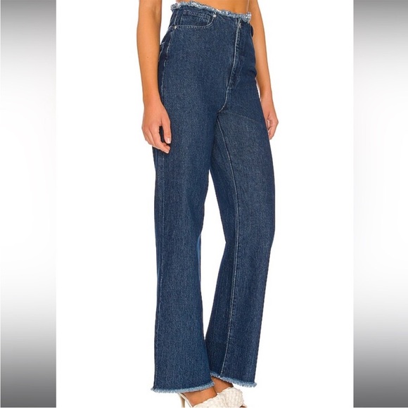 WeWoreWhat Frayed Waistband Indigo Denim Straight Jean BNWT! - Picture 6 of 6